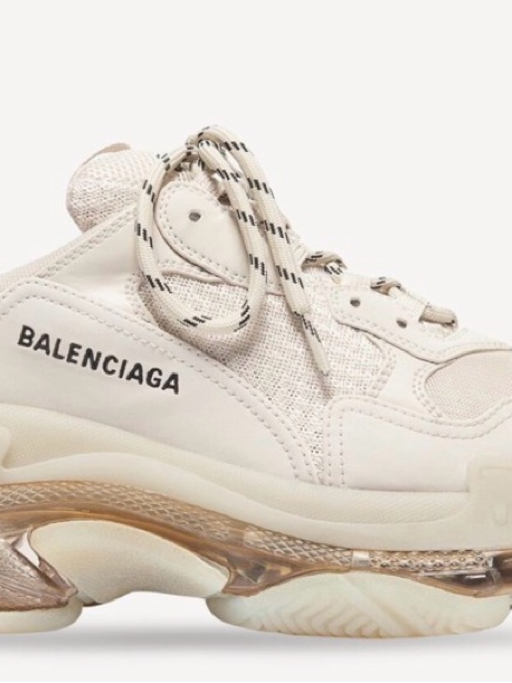 Balenciaga Women's Triple S Sneaker in Off-White and Metallic Accent